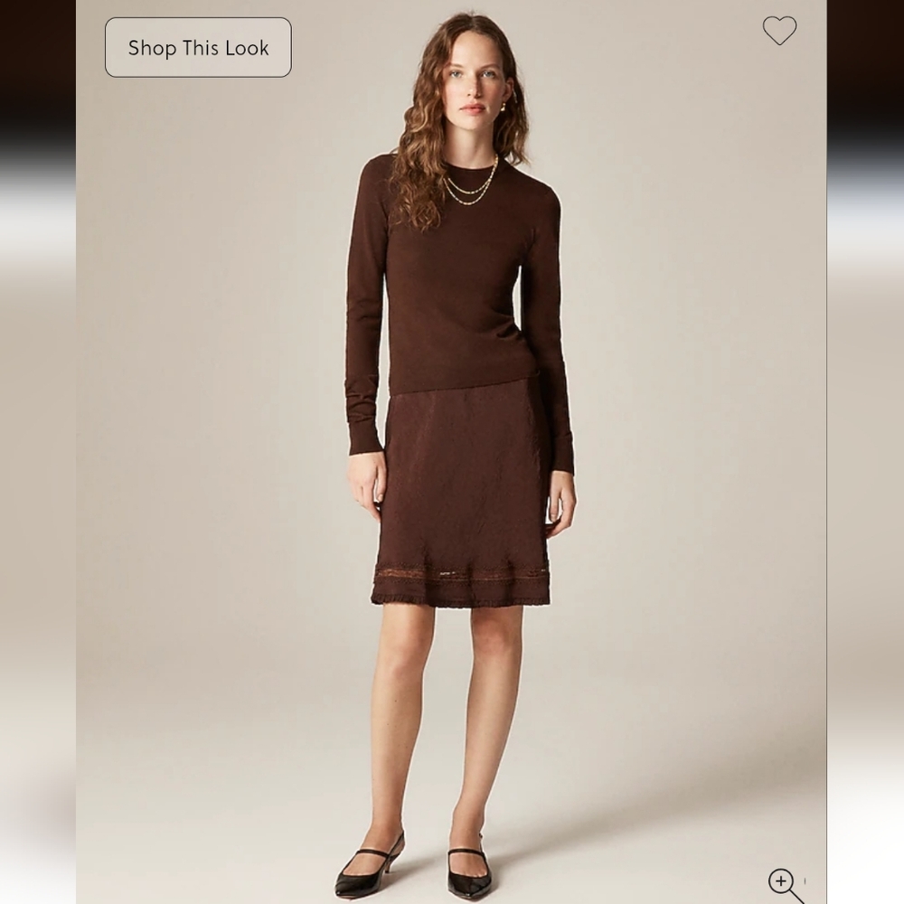 J. Crew Brown Lace Trim Slip Skirt